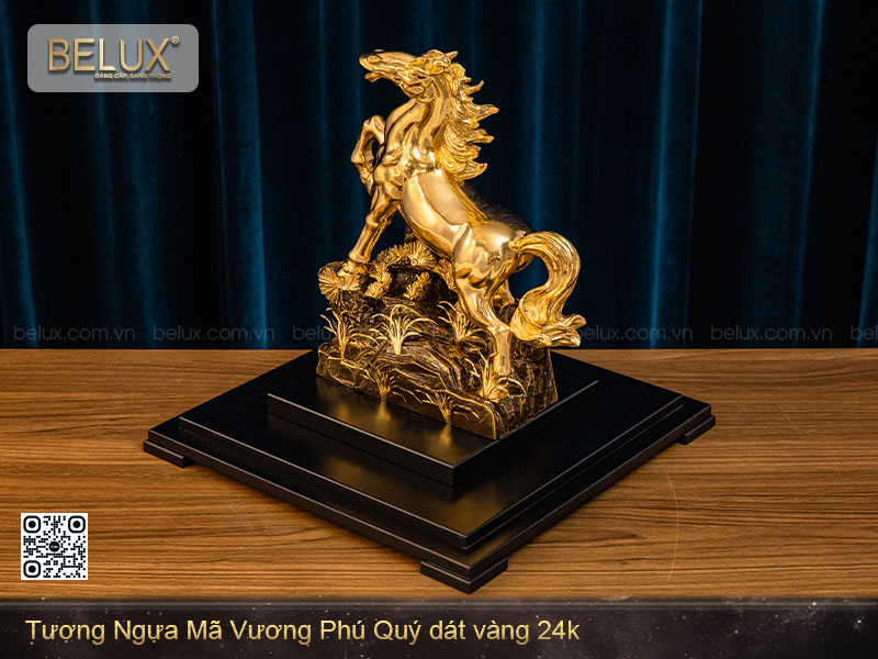 Tượng Ngựa Mã Vương Phú Quý Dát Vàng 24K